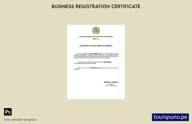 listo para imprimir Certificado de buena reputación de Filipinas Plantilla de Wo